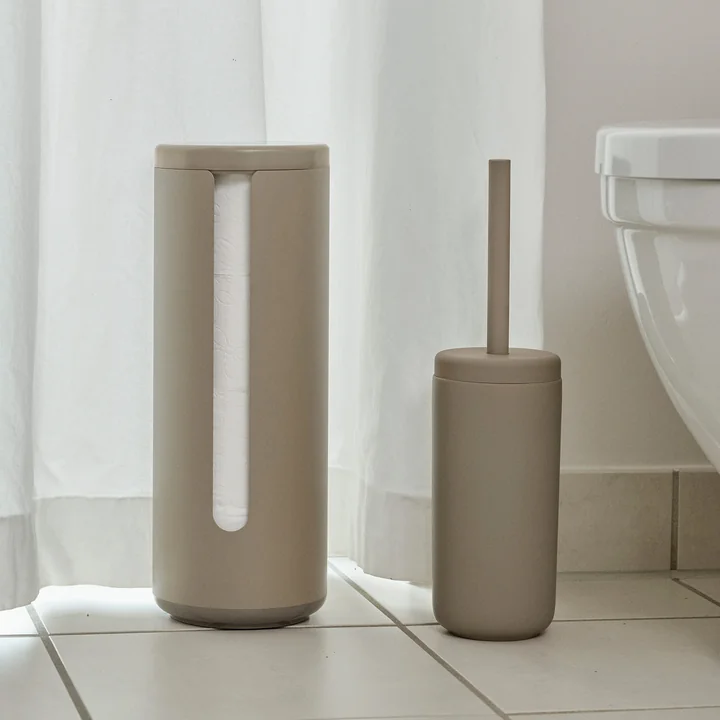 Zone Denmark - Toiletrolhouder en toiletborstel, bruin