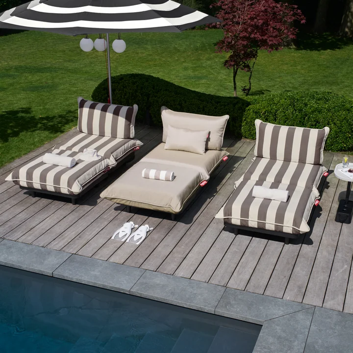Fatboy - Paletti Outdoor Daybed, wit / cacao gestreept