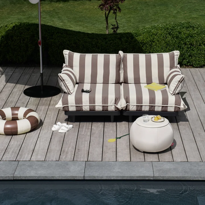 Fatboy - Paletti Outdoor Loungebank, wit/cacao gestreept