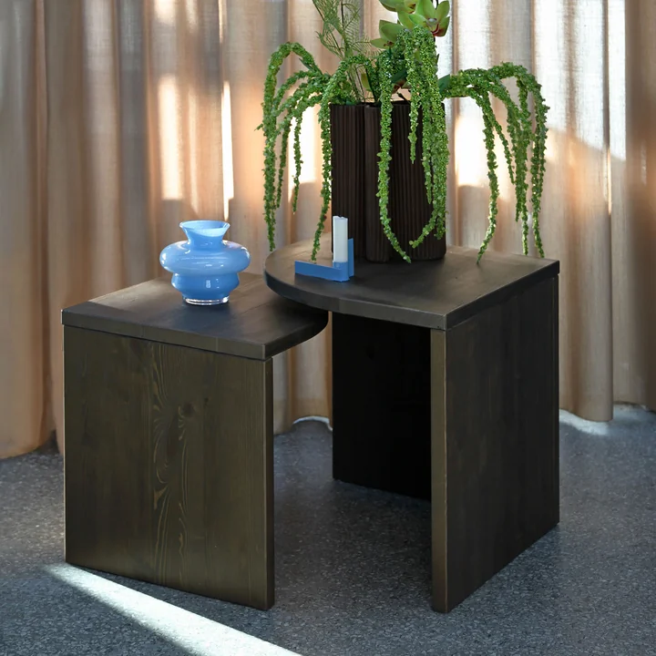 Combine Karup Bijzettafelset, grenen johannesbroodbruin (set van 2) van Design