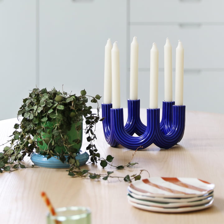 & klevering Churros - Kaarshouder 11 x Ø 23,5 cm, blauw