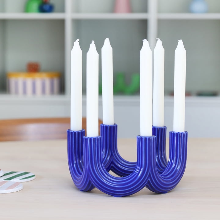 & klevering Churros - Kaarshouder 11 x Ø 23,5 cm, blauw
