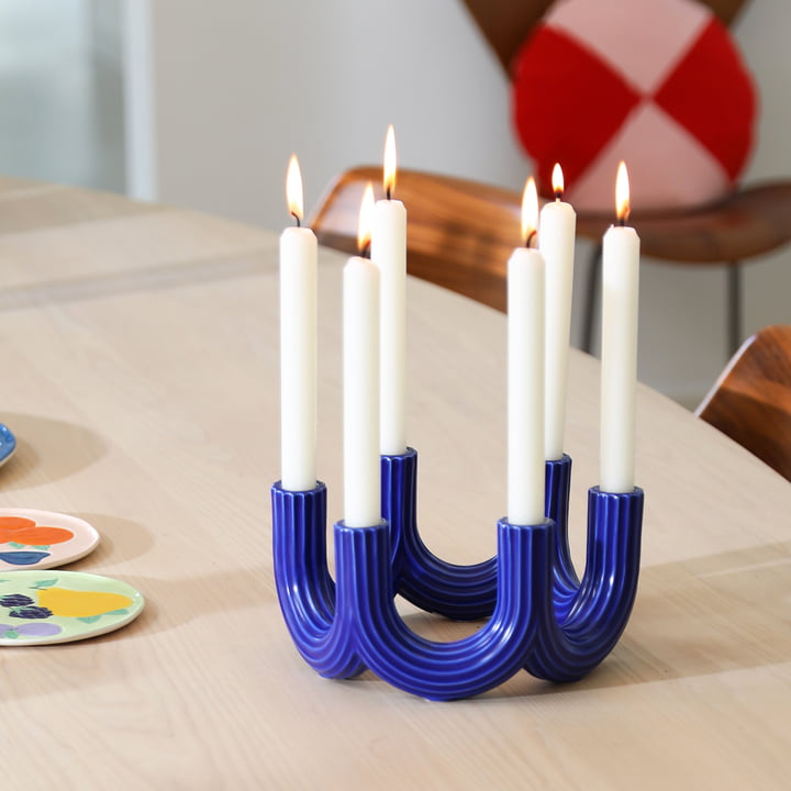 & klevering Churros - Kaarshouder 11 x Ø 23,5 cm, blauw