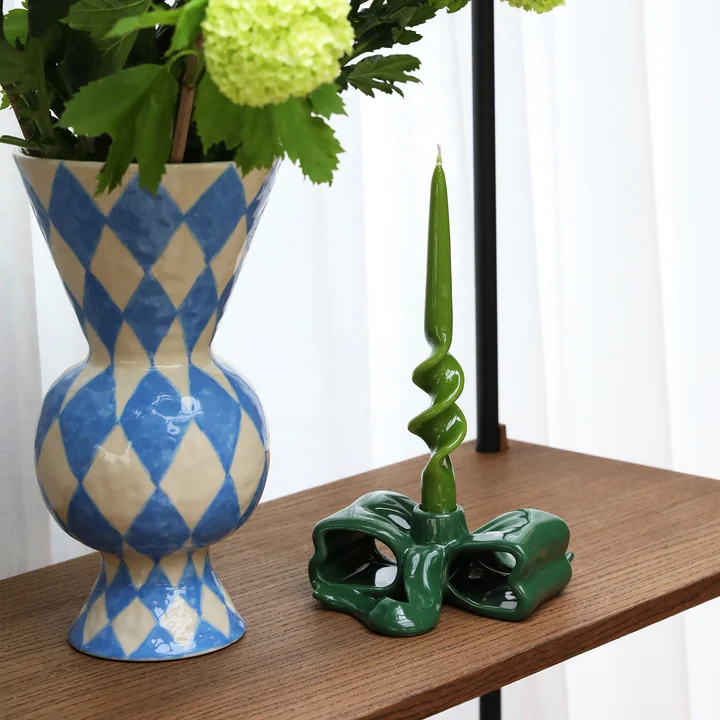 & klevering - Ruitvormige vaas, blauw