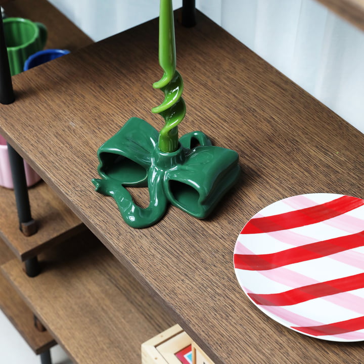 & klevering - Kaarshouder met lint, groen, Bliss bord