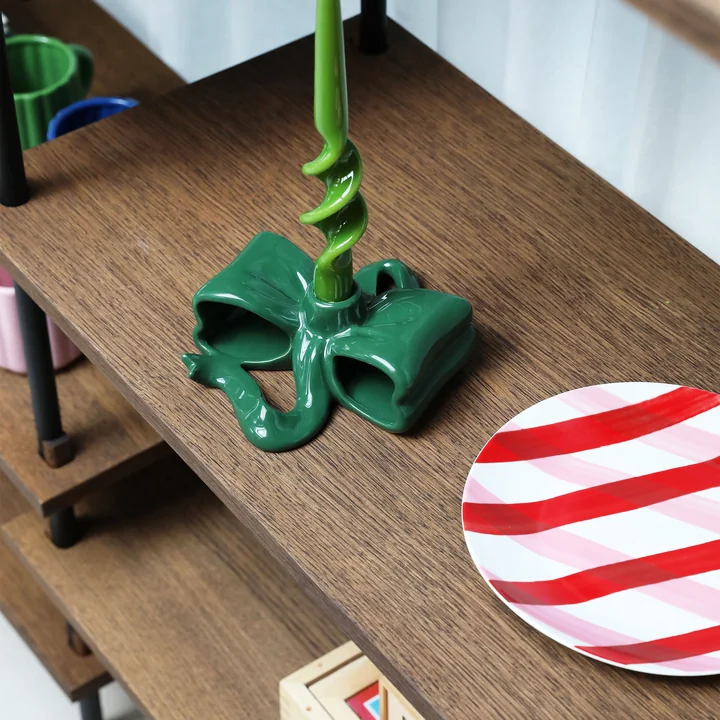 & klevering - Kaarshouder met lint, groen, Bliss bord