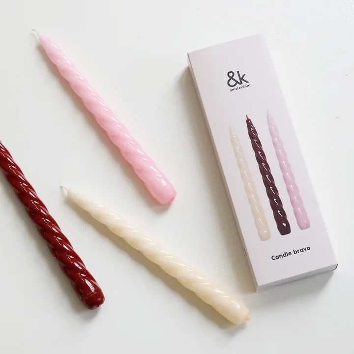 & klevering Bravo - Steunkaarsen, rood (set van 3)