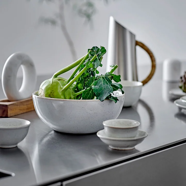 Bloomingville - Manuella vijzel en stamper, wit / mango naturel