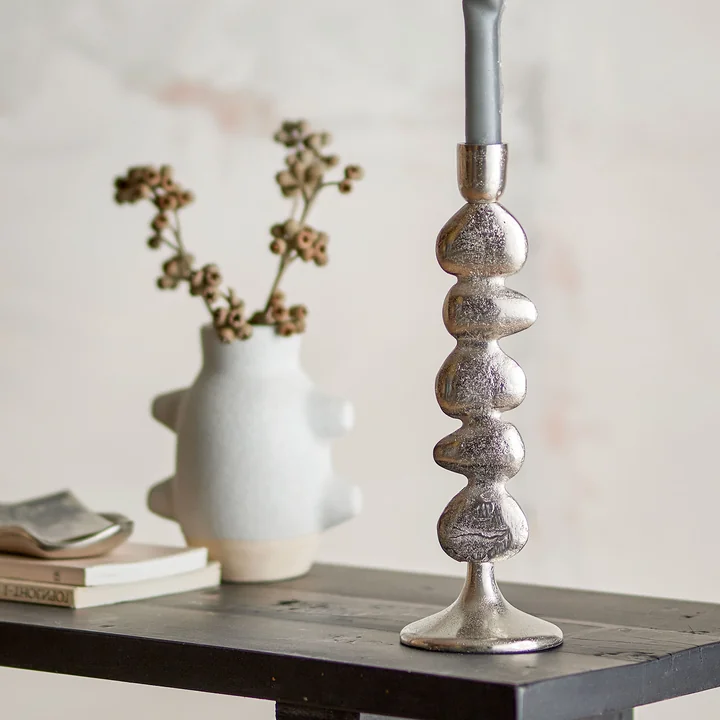 Bloomingville - Metina kandelaar, h 28,5 cm, zilver