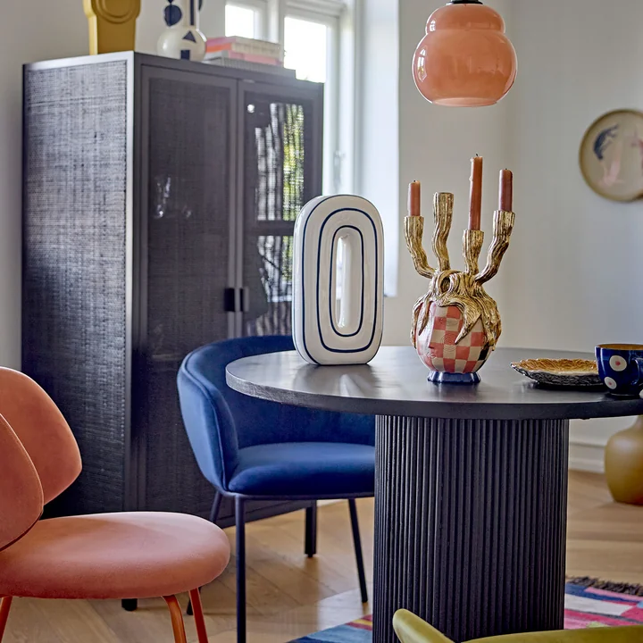 Bloomingville - Mae vaas, H 32 cm, wit / blauw