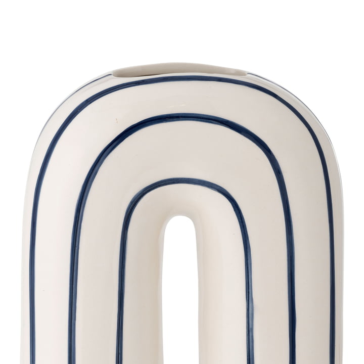 Bloomingville - Mae vaas, H 32 cm, wit / blauw
