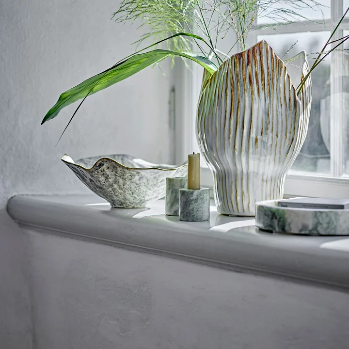 Bloomingville - Kokoro kandelaar, marmer groen (set van 2)