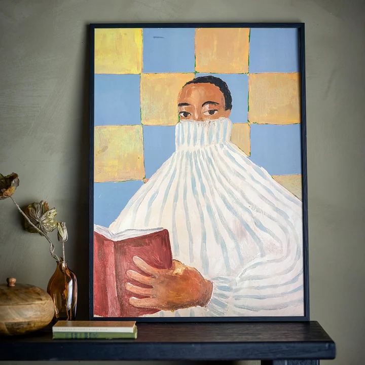 Bloomingville - Filicia muurschildering incl. lijst, 52 x 72 cm, veelkleurig