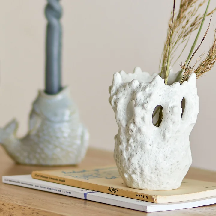 Bloomingville - Fianna vaas, h 12,5 cm, wit