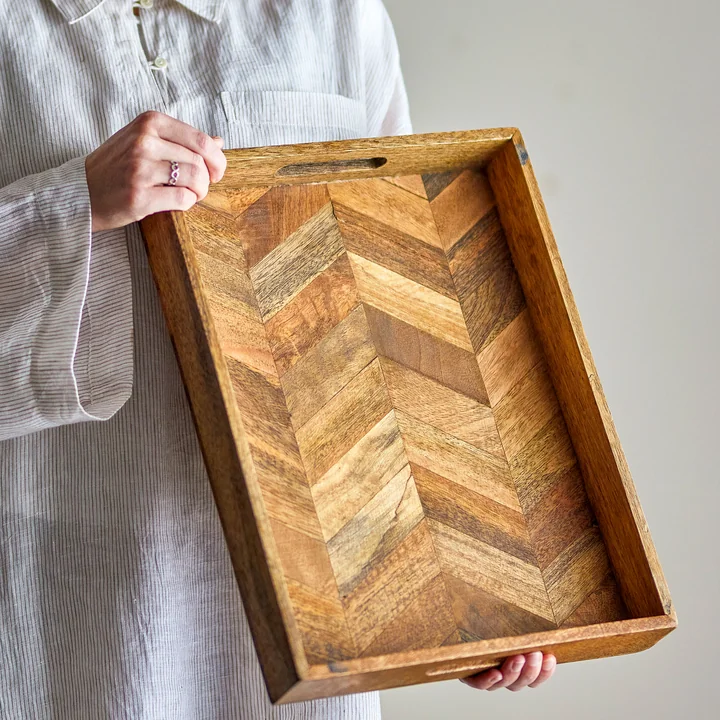 Bloomingville - Katalyn dienblad, 30 x 40 cm, natuurlijke mango