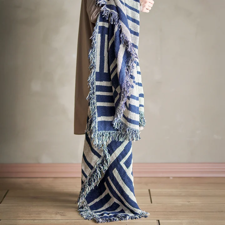 Bloomingville Frankie - Deken, 130 x 160 cm, blauw