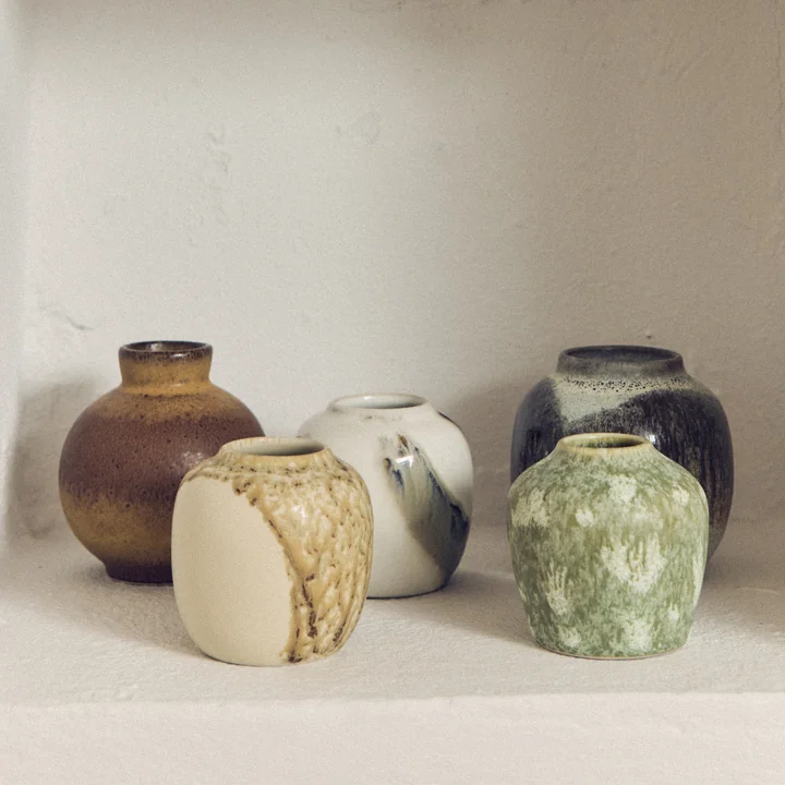 HKliving - 70's Keramische vazen, canyon / achtervolging