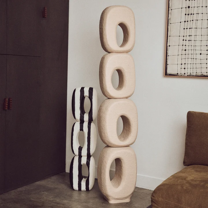 HKliving - Monochrome kunstsculptuur, zwart/wit