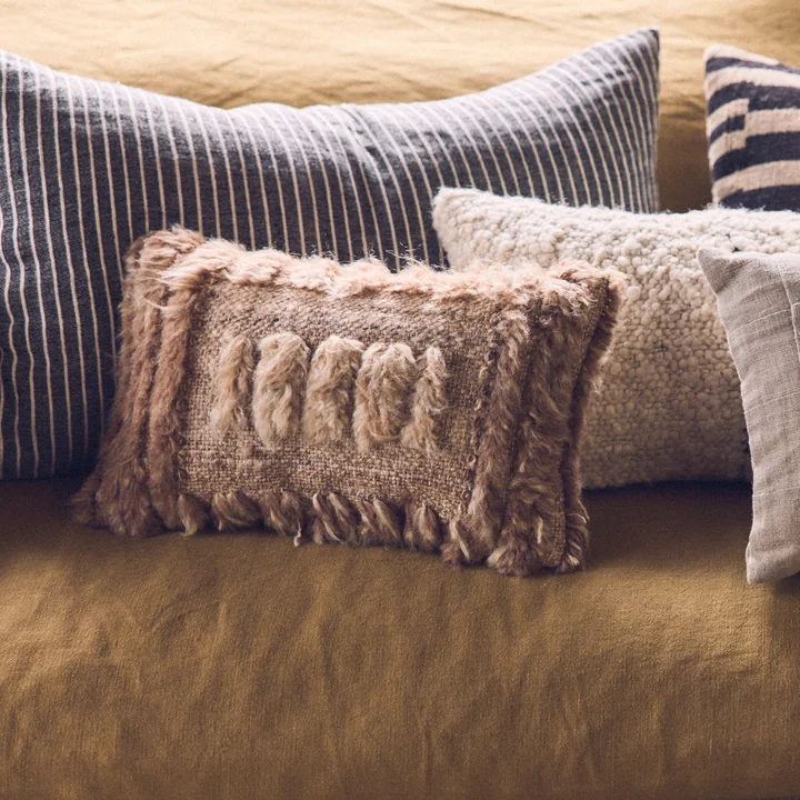 HKliving Natural - Kussen, 40 x 25 cm, harig