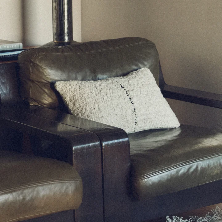 HKliving - Natuurwollen kussen, 50 x 30 cm, gestreept