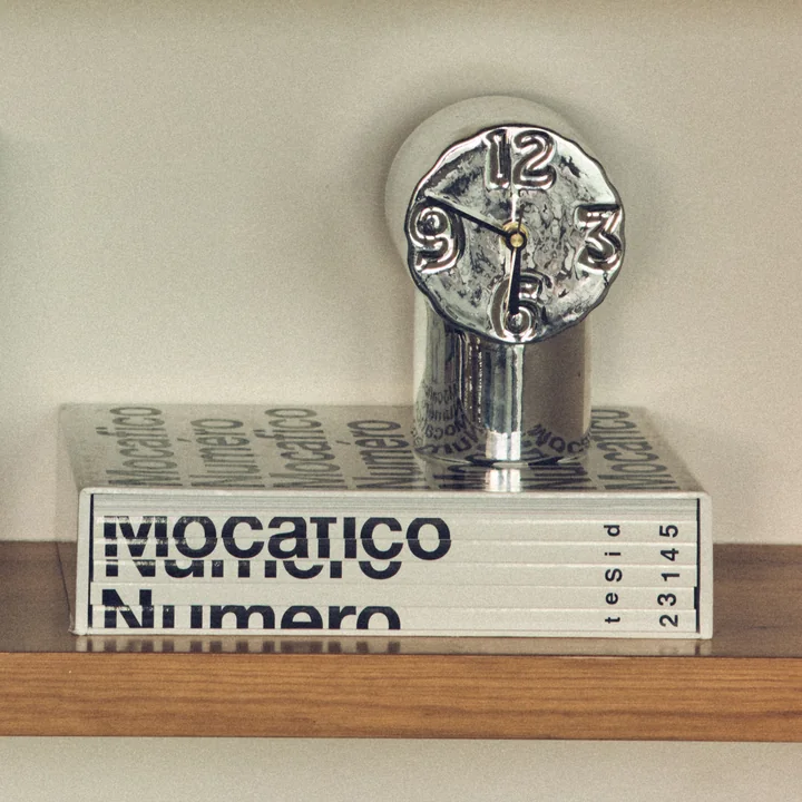 HKliving - Retro keramische tafelklok, chroom