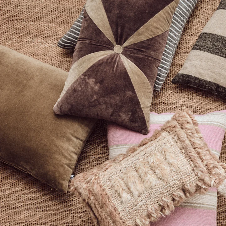 HKliving - Fluwelen kussen, 50 x 30 cm, bruin