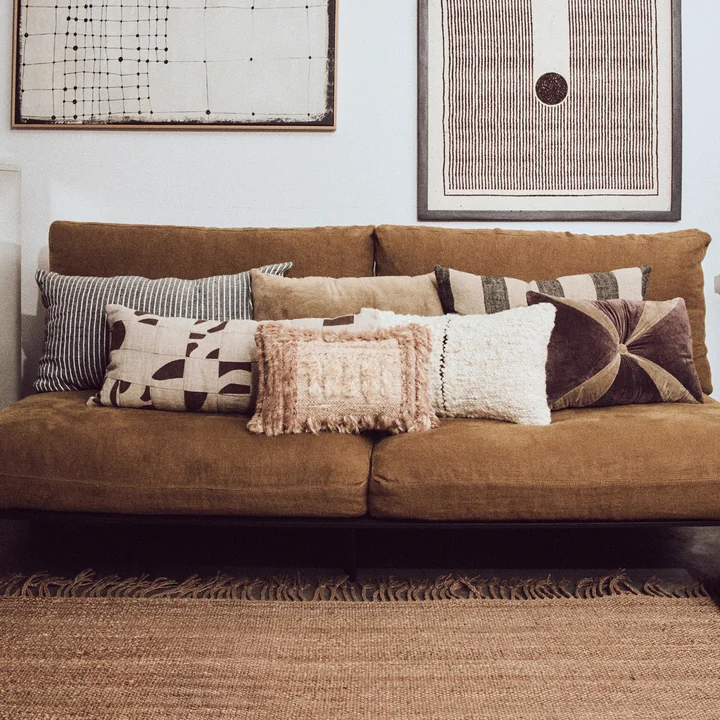 HKliving - Fluwelen kussen, 50 x 30 cm, bruin