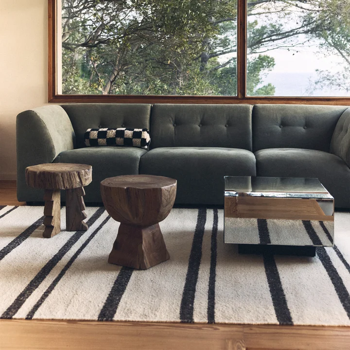 HKliving Striped Kelim - Wollen vloerkleed, 200 x 300 cm, crème