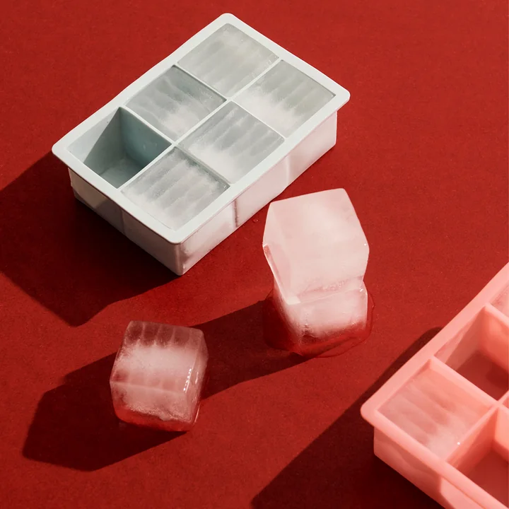 HAY - Siliconen ijsblokjesmaker rechthoekig XXL, blokjes, ijsblauw