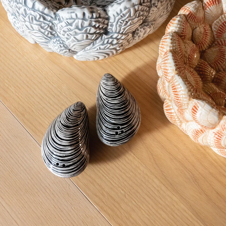 & klevering - Peper- en zoutstel, neteldoek, zwart