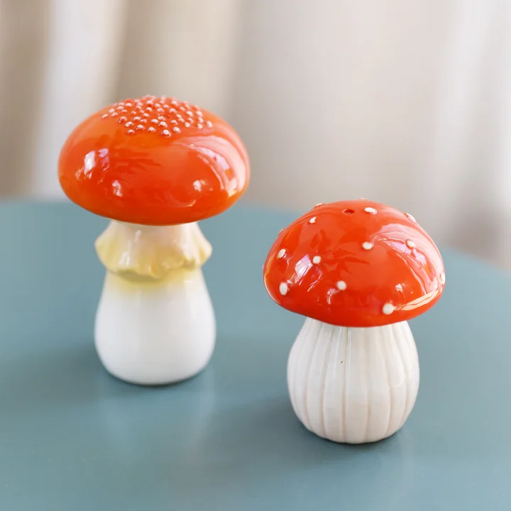 & klevering - Peper- en zoutstel, champignon, rood/wit
