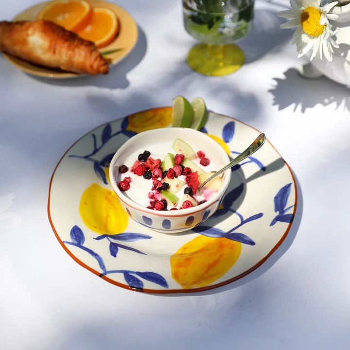 & klevering - Citroen bord takje, Ø 22 cm, veelkleurig