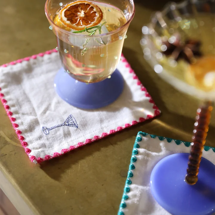 & klevering - Zigzag cocktailservet, 12 x 12 cm, veelkleurig (set van 4)