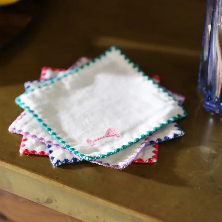 & klevering - Zigzag cocktailservet, 12 x 12 cm, veelkleurig (set van 4)