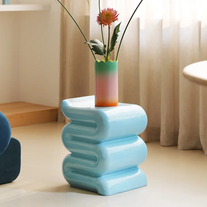 & klevering Pillar Whip - Bijzettafel, H 46 cm, pastelblauw