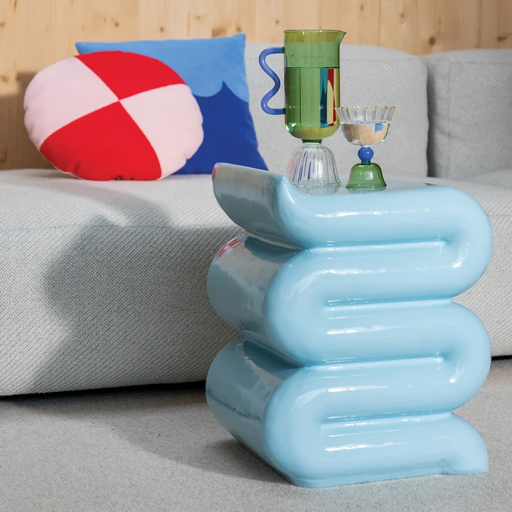 & klevering Pillar Whip - Bijzettafel, H 46 cm, pastelblauw