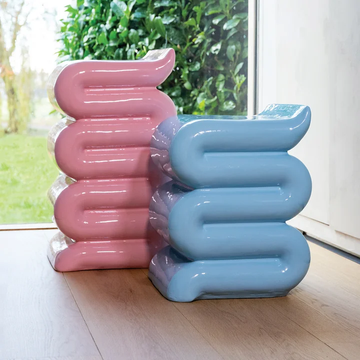 & klevering Pillar Whip - Bijzettafel, roze en pastelblauw