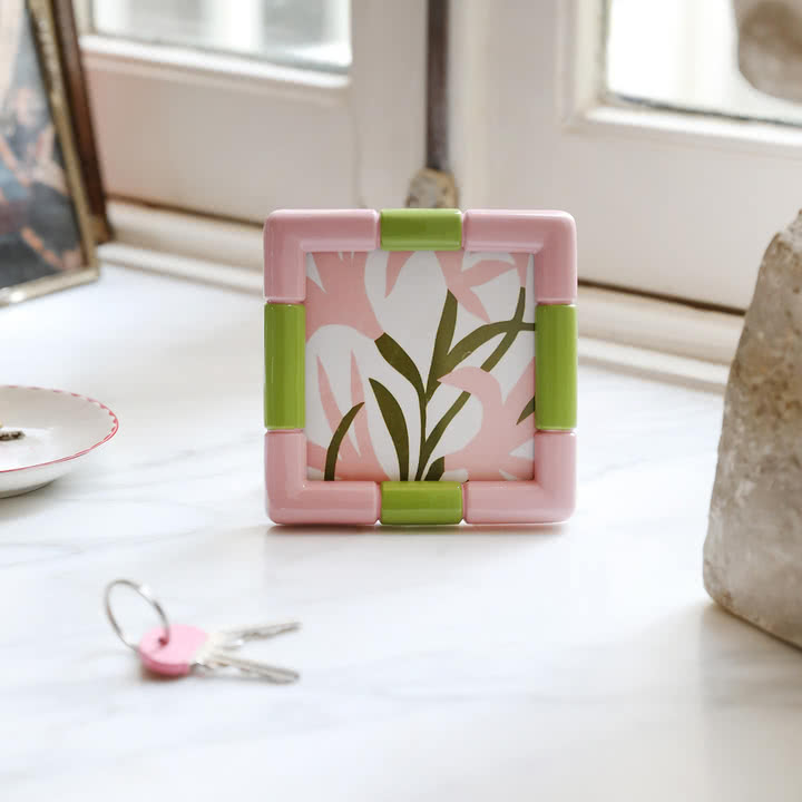 & klevering Rift - Fotolijst, 13 x 13 cm, roze / groen