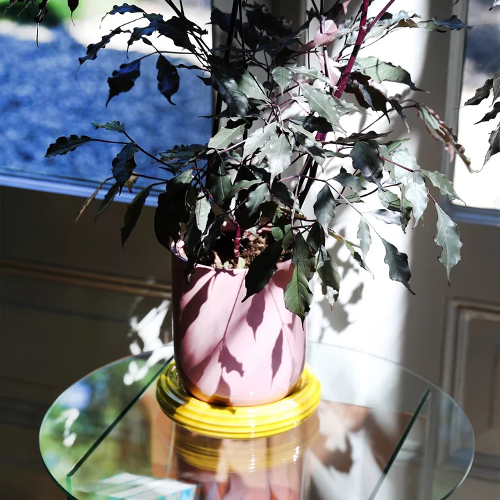 & klevering Churros - Bloempot, Ø 19,5 x 21 cm, blush / geel