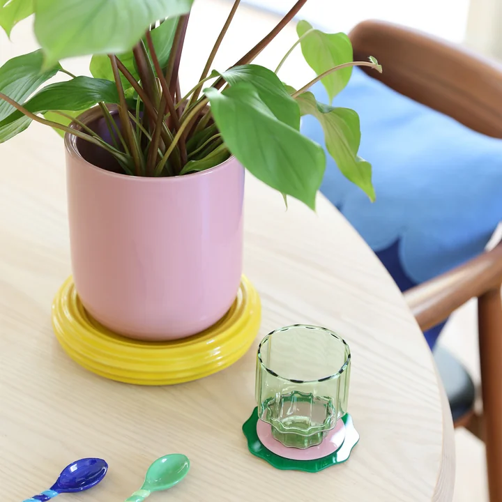 & klevering Churros - Bloempot, Ø 19,5 x 21 cm, blush / geel