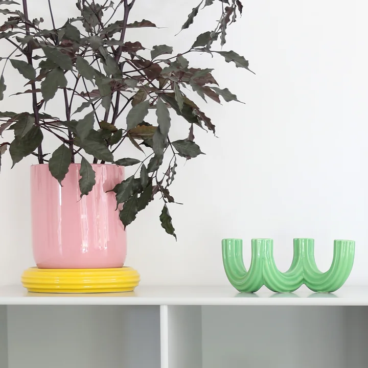 & klevering - Churros Bloempot, roze/geel, Churros kandelaar