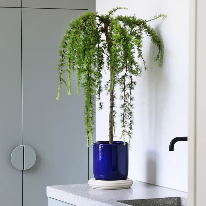 & klevering Churros - Bloempot, Ø 24,5 x 25 cm, blauw / wit