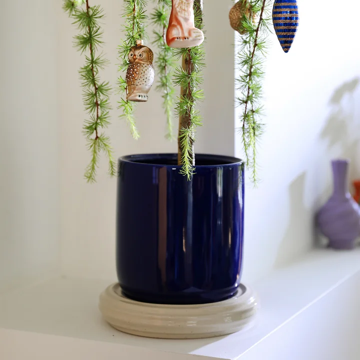 & klevering Churros - Bloempot, Ø 24,5 x 25 cm, blauw / wit