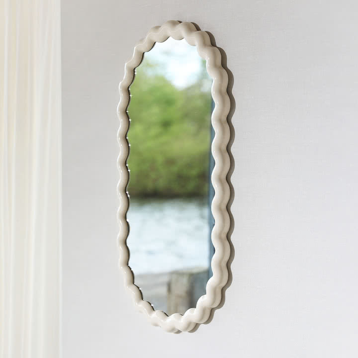 & klevering - Zigzagspiegel 85 x 45 cm, gebroken wit