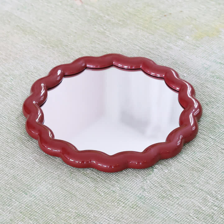 & klevering - Zigzagspiegel Ø 40,5 cm, bordeauxrood