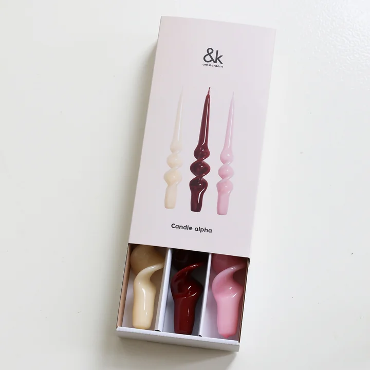 & klevering Alpha - Steunkaarsen, rood (set van 3)