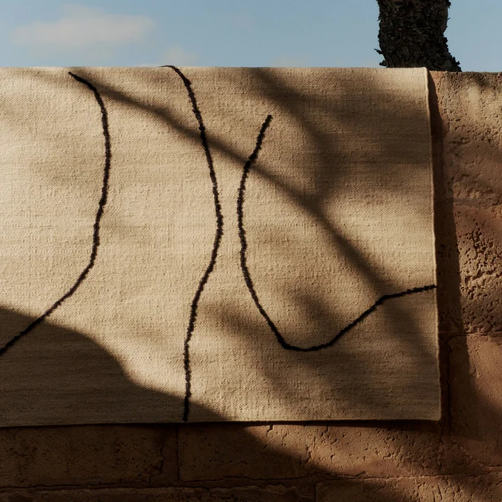 Ferm Living - Gesso jute vloerkleed, 200 x 300 cm, gebroken wit / donker vijg