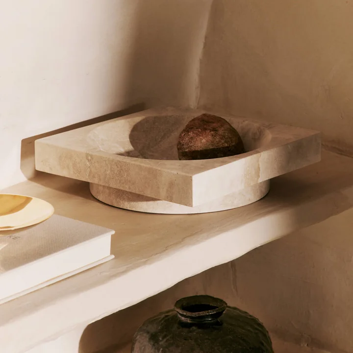 Ferm Living - Hew decoratieve kom, H 7 cm, travertin