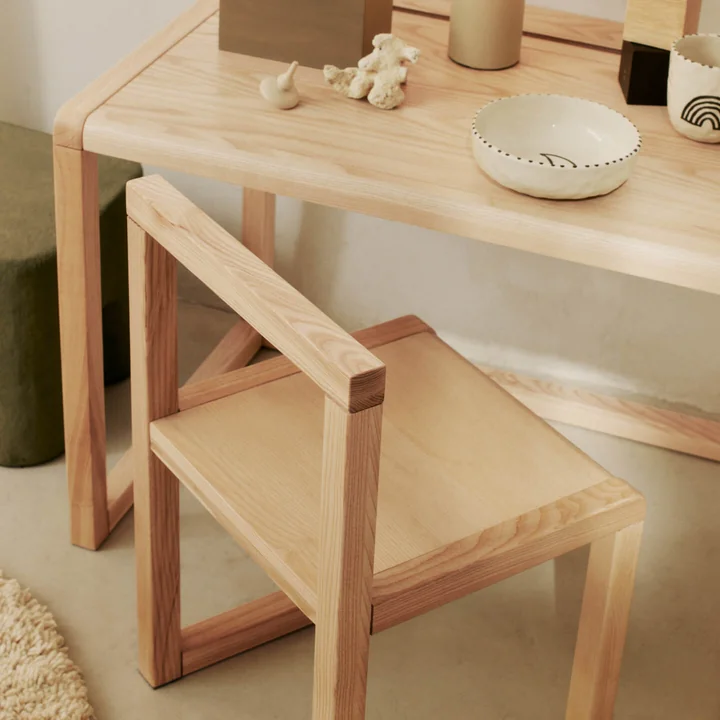 Ferm Living - Little Architect Stoel en kinderbureau, essen natuur