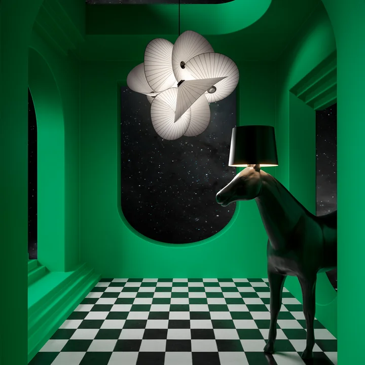 Moooi - Serpentine hanglamp 8, Large, wit / zwart